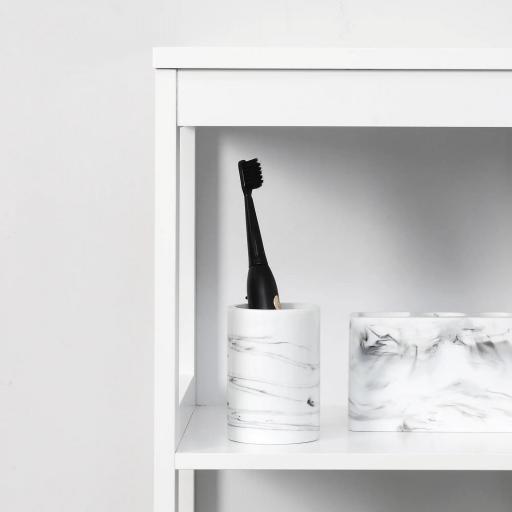 Estantería de Baño de Suelo de 5 Niveles Mueble Auxiliar de Almacenaje para Cocina Salón 30x30x140 cm Blanco [5]