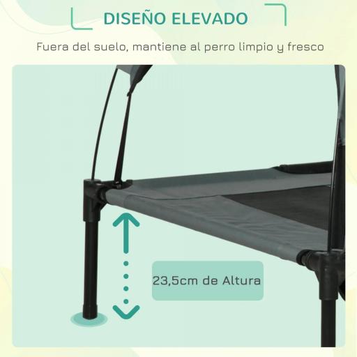 Cama Elevada para Mascotas Portátil con Toldo Extraíble Tela Transpirable al Aire Libre para Interior y Exterior 122x92x108 cm Gris [6]