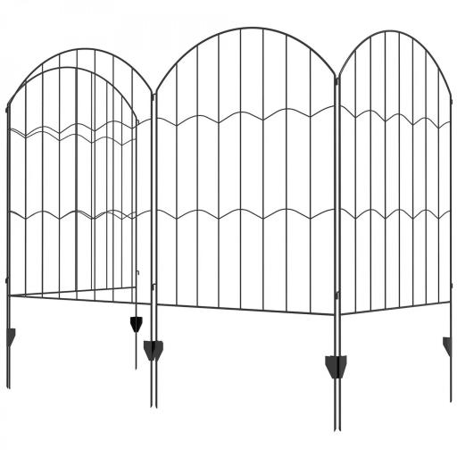 Valla Decorativa de Jardín de 4 Paneles 88x110 cm con Diseño de Patrón de Rejilla y Ángulo Ajustable Negro [8]