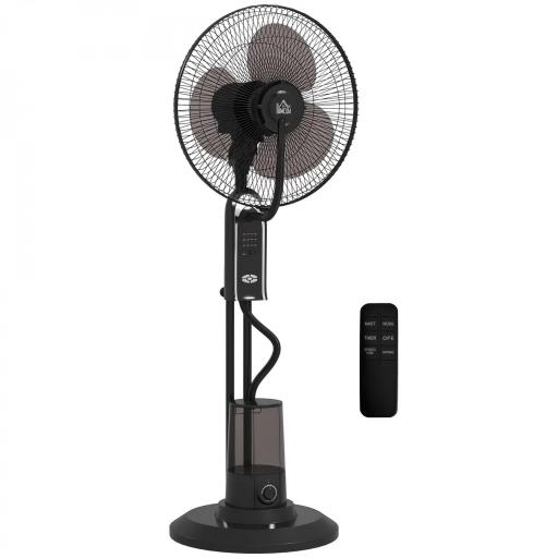 Ventilador de Pie con Nebulizador 3 Velocidades 3 Modos Oscilación de 70° Depósito de 3,2L y Mando 44,5x38,5x120cm Negro [9]