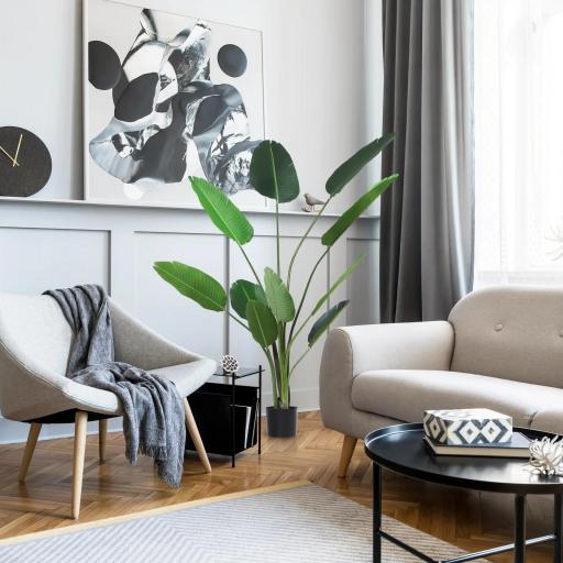 Planta de Decoración Artificial de Palma Árbol Realista con Maceta 10 Hojas Ф18x180cm para Interior No Requiere Instalación