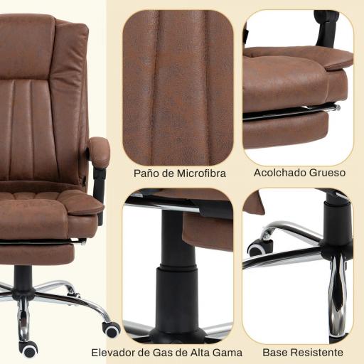 Silla de Oficina con 6 Puntos de Masaje Ajustable con Función Calefacción Reposapiés Retráctil y Control Remoto Marrón [5]