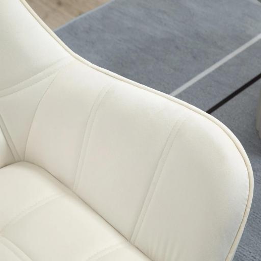 Butaca de Salón Moderna Tapizado en Terciopelo con Asiento Ancho Patas de Madera Sillón Relax para Sala de Estar Crema [6]