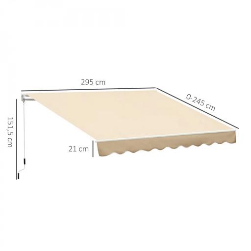 Toldo de Pared con Brazo Articulado y Manivela Marco Resistente de Aluminio y Cubierta de Poliéster 295x245 cm Beige [1]