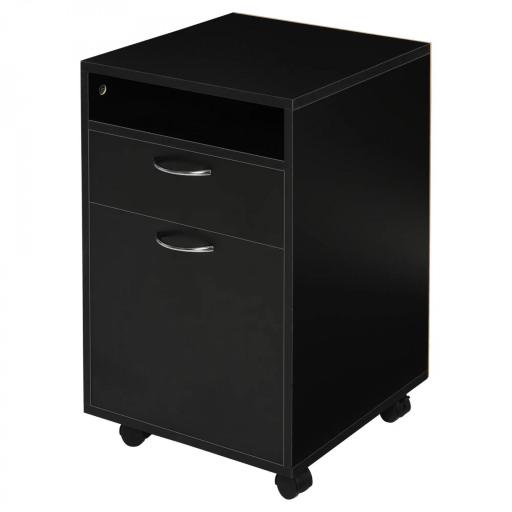 Cajonera de Oficina Móvil con Cajón y Armario con Ruedas Soporte de Impresora para Estudio 40x35x60 cm Negro [8]