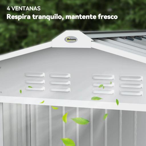 Caseta de Jardín 213x130x185 cm con Puertas Correderas y Claraboya para Almacenamiento de Herramientas Gris Plata [6]