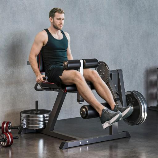 Máquina de Extensión y Curl de Piernas Ajustable con Carga de Placas para Entrenamiento de Cadera Muslos en Gimnasio [0]