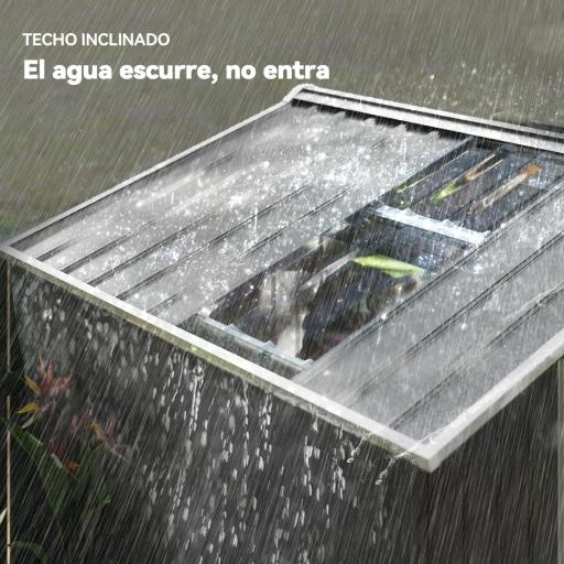 Caseta de Jardín 213x130x185 cm con Puertas Correderas y Claraboya para Almacenamiento de Herramientas Gris Oscuro [6]