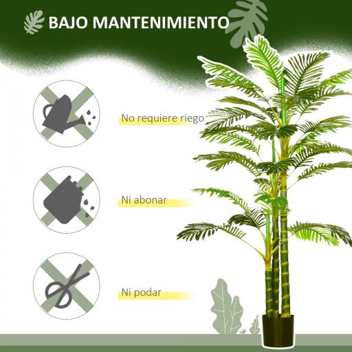 Palmera Areca Artificial 190cm Árbol Artificial con 30 Hojas Decoración de Interior y Exterior Ø19,5x190 cm Verde [6]