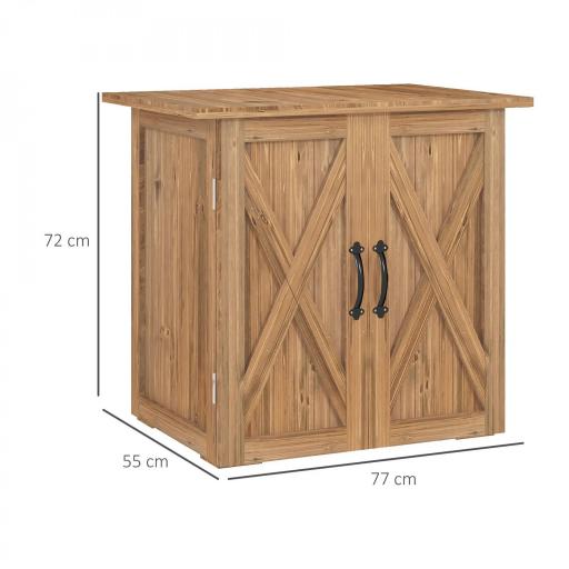 Caseta de Jardín Exterior de Madera con 2 Puertas Magnéticas para Almacenamiento de Herramientas 77x55x72 cm Marrón [1]