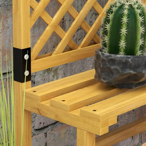 Soporte para Plantas de 2 Niveles con Celosía Enrejado con 2 Estantes de Madera para Jardín Terraza 75x50x166 cm Natural [3]