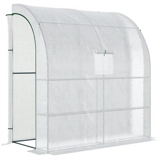 Invernadero de Exterior con Ventanas Estantes de 3 Niveles Puerta con Cremallera y Marco de Acero 200x100x215 cm Blanco [9]