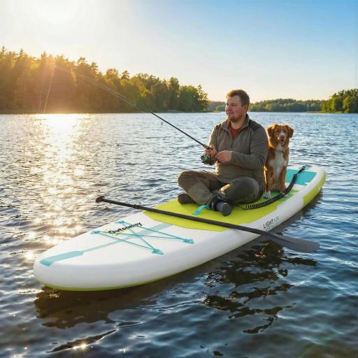 Tabla de Paddle Surf Hinchable 320 cm, con Superficie Antideslizante Remo de Aluminio Ajustable Quilla Bomba y Mochila [6]