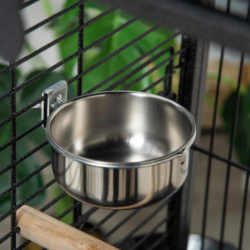 Jaula para Pájaros Jaula para Loros con Ruedas Perchas Comederos Estante Puente Arqueado y Bandejas Extraíbles Pajarera para Cacatúa Ninfa Cacatúas Cotorras 62,5x62,5x156 cm Gris [7]