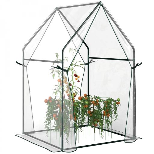 Invernadero de Terraza con 2 Puertas con Cremallera Anti-UV para Cultivo de Plantas Flores 90x90x145 cm Transparente [9]