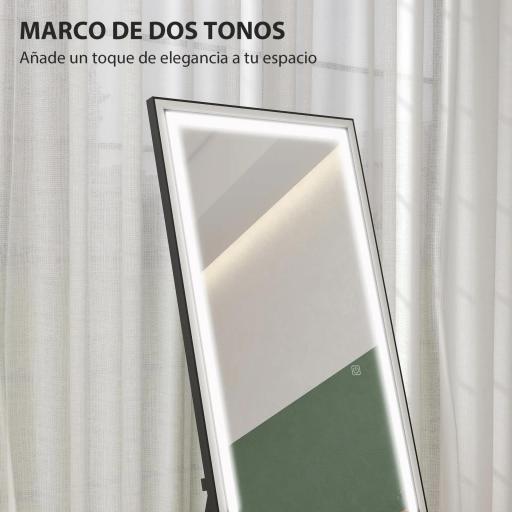 Espejo de Pie Cuerpo Entero con Luces 165x60 cm de Pie o de Pared 3 Temperaturas de Color Ajustables Blanco y Negro [3]