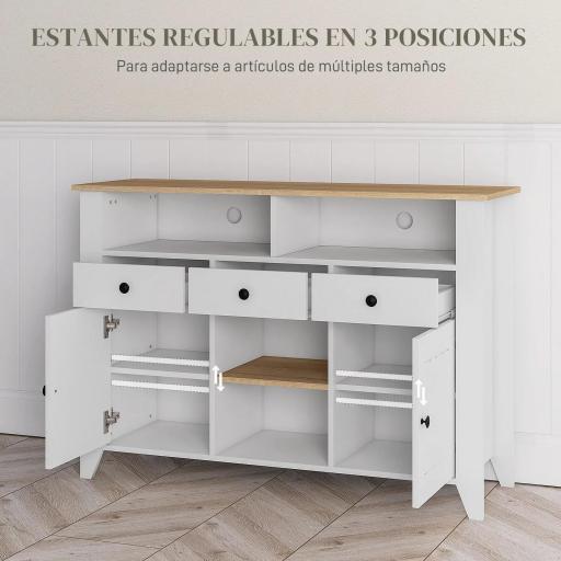 Aparador de Cocina Mesa para Televisores de 50 Pulgadas con 3 Cajones 2 Puertas 120x38x81,5 cm Blanco [7]
