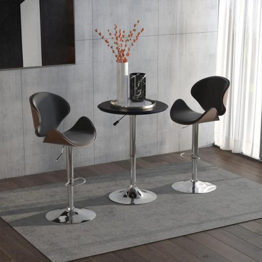 Mesa de Bar con Altura Ajustable Giratoria 360° con Base Redonda Mesa Alta Moderna para Cocina Ø63x67-93 cm Negro