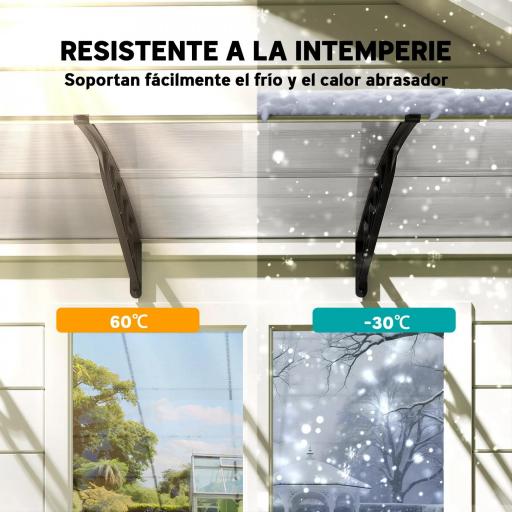 Marquesina Exterior para Puertas y Ventanas 303x96 cm Tejadillo de Protección Policarbonato Transparente [5]
