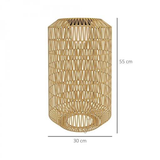 Lámpara de Jardín de Ratán Sintético con Luces LED Encendido y Apagado Automático Diseño Bohemio Ø30x55 cm Natural [1]