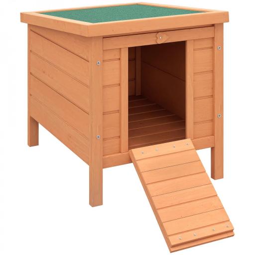 Conejera de Madera Exterior Jaula Caseta para Roedores Mascotas Pequeñas con Techo Asfáltico Se Puede Abrir y Rampa Antideslizante 42x51x43 cm Natural [9]