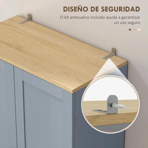 Alacena de Cocina Armario de Almacenaje Multifuncional con 4 Puertas y Estantes Ajustables 60x30x171 cm Gris [3]