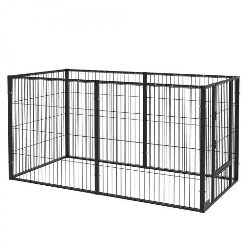Parque para Perros de 6 Paneles Ajustable Valla Metálica para Mascotas con Marco de Acero 82,5-150x79x81 cm Negro [9]