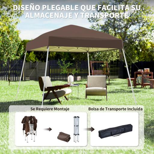 Carpa Plegable 3x3 m Pop-up Cenador de Jardín Altura Ajustable con Bolsa de Transporte Anti-UV Impermeable Café [2]