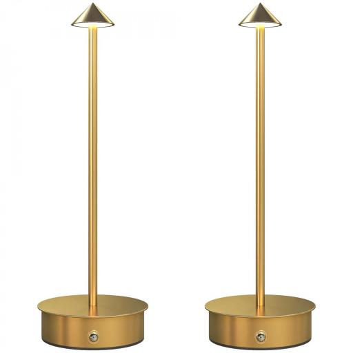Juego de 2 Lámparas de Mesa LED Recargables con USB y Control Táctil y Luz Regulable Ø10x30 cm Dorado [9]