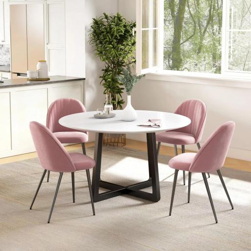 Pack de 4 Sillas de Comedor Modernas Sillas de Cocina Tapizada en Terciopelo con Respaldo Alto 50x52x83 cm Rosa Palol [2]