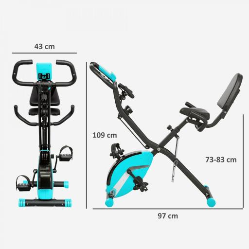 Bicicleta Estática Plegable Silenciosa con Resistencia Magnética Monitor LCD y Bandas para Brazos 43x97x109 cm Verde [1]