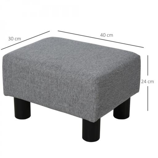 Reposapiés de Salón Taburete Bajo con Asiento Acolchado Rectangular para Sala de Estar Dormitorio 40x30x24 cm Gris [1]