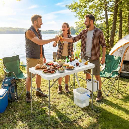 Mesa de Limpieza de Pescado Plegable con Altura Regulable Fregadero Grifo Manguera Cesta Plegable Ranuras y Bolsa