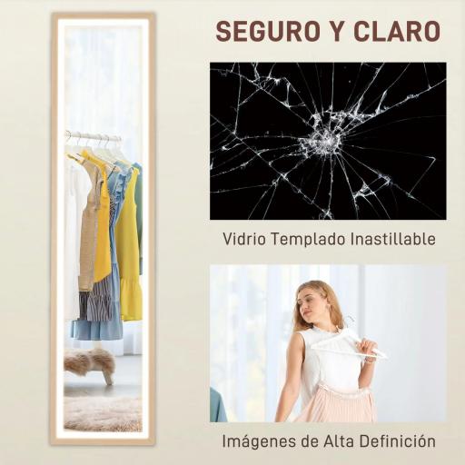 Espejo de Cuerpo Entero con Luz LED 160x40 cm con Iluminación de 3 Colores Táctil Inteligente Función de Memoria Roble [6]