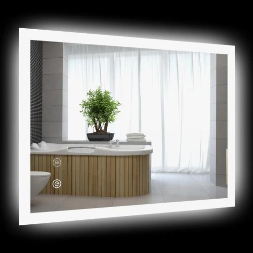 Espejo de Baño con Luces LED Regulable en 3 Colores 80x60 cm Función Antivaho Función de Memoria Interruptor Táctil [6]
