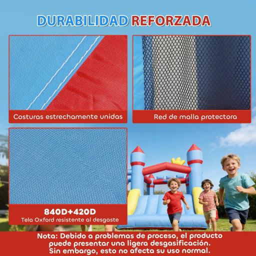 Castillo Hinchable para Niños con Soplador Tobogán Trampolín Piscina Pilar de Boxeo y Aro de Baloncesto 277x270x215 cm [5]