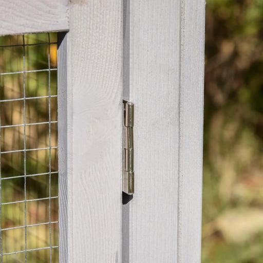 Conejera de Exterior Grande Jaula de Madera para 2-4 Conejos con Techo Asfáltico Recinto de Alambre Bandeja Extraíble y Rampas 210x45,5x84,5 cm Gris y Negro [6]