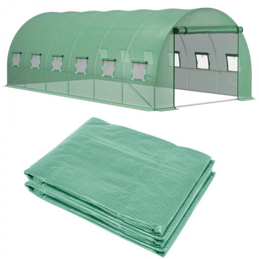 Cubierta de Repuesto para Invernadero 600x300x200cm Tipo Túnel Carpa de Invernadero con 12 Ventanas Verde [5]