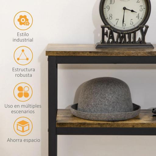 Consola de Recibidor con Estantes Abiertos Antivuelco Mueble de Recibidor para Salón Pasillo 120x23x75 cm Marrón [4]
