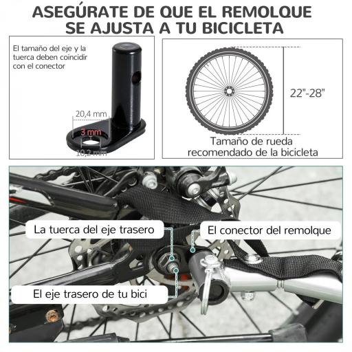 Remolque Bicicleta Perros Mascota 1 Bandera 8 Reflectores Remolque Bici 130x73x90 cm Azul Negro [6]