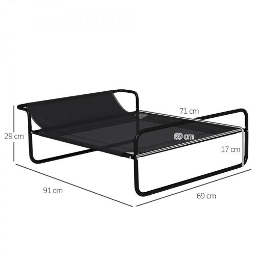 Cama Elevada para Perros Refrescante y Transpirable 91x69x29 cm Malla de Textilene Reposacabezas Inclinado Negro [1]