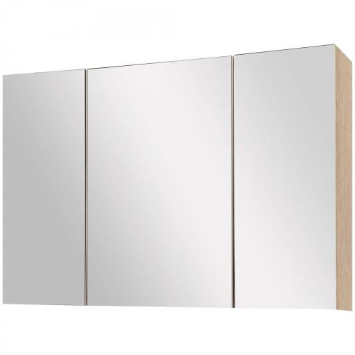 Armario de Baño con Espejo 3 Puertas y Estantes Ajustables para Aseo Estilo Moderno 90x60x13,5 cm Roble [2]