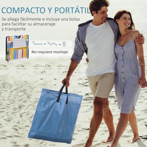 Set de 2 Esterillas de Playa Plegables 124x53x45 cm con Respaldo Ajustable y Reposacabezas Esteras de Playa Portátil de Tela Oxford Acero con Bolsa de Transporte para Balcón Jardín Multicolor [9]