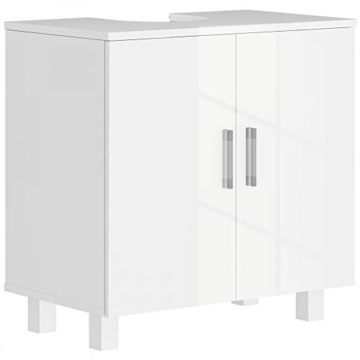 Mueble para Debajo del Lavabo con 2 Puertas 2 Estantes y Sistema Antivuelco para Cuarto Baño 60x35x60 cm Blanco [4]