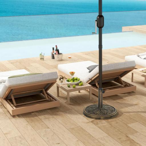 Base para Sombrilla con Diseño Retro Flor De Loto Peso 12 kg para Jardín Patio Terraza Ø46x33 cm Color Bronce [5]