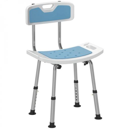 Silla Ducha Personas Mayores con Respaldo Altura Ajustable en 6 Posiciones Carga 136 kg para Ancianos y Discapacitados [7]