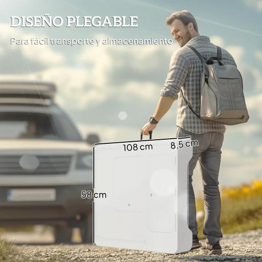 Mesa Plegable para Camping con 2 Fregaderos Manguera de Drenaje Estación de Limpieza y Grifo Blanco [7]