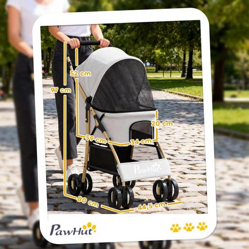 Carrito para Mascotas con 2 Puertas Ventana de Malla Cesta de Almacenamiento Cuerda de Seguridad 80x44,5x97 cm Gris Claro [5]