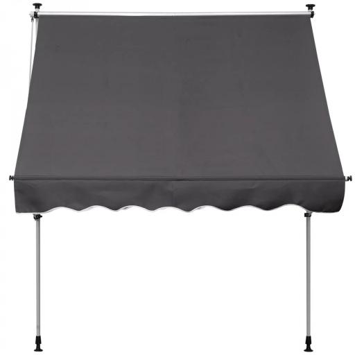 Toldo Manual Retráctil 200x150x170-280 cm para Balcón y Terraza con Altura Ajustable con Manivela Gris [10]