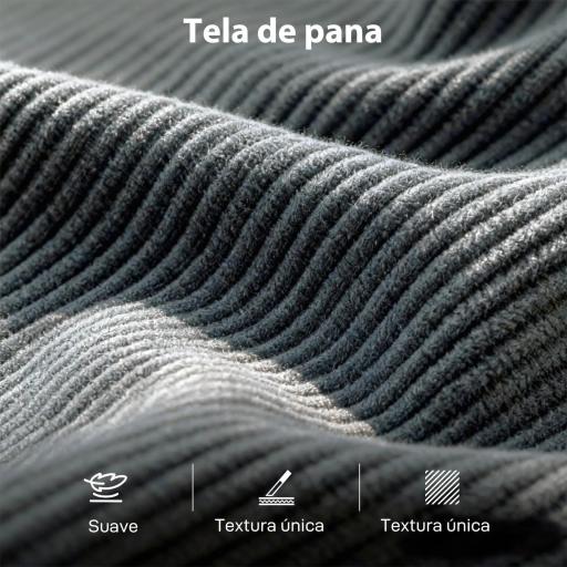 Sofá de 3 Plazas Tapizado en Pana Acolchado Grueso de Muelles Asiento Ancho 2 Almohadas 188x80x86 cm Gris Oscuro [5]